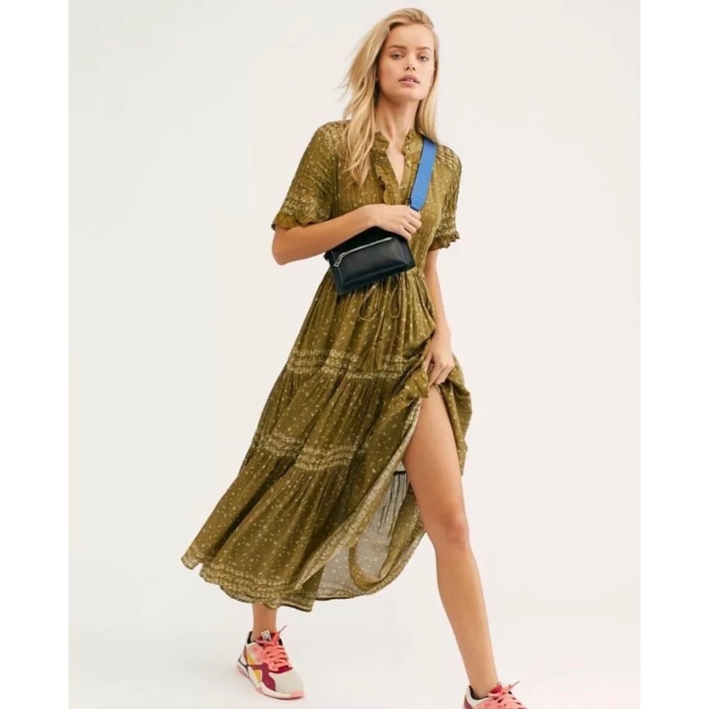 Free People Rare Feelings Green Maxi Dress XS
